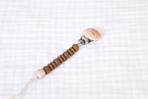 Wooden Pacifier Clip | Taupe - LUXE + RO