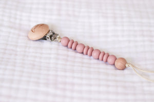 Wooden Pacifier Clip | Soft Pink Blush - LUXE + RO