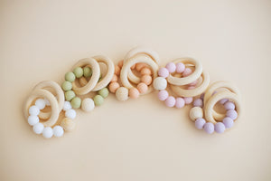 Silicone and Wood Ring Teething Toy | Soft Peach - LUXE + RO