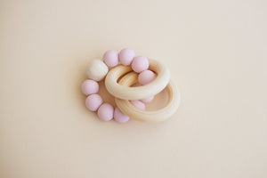 Silicone and Wood Ring Teething Toy | Soft Pink - LUXE + RO